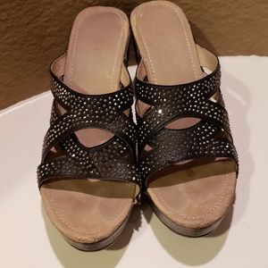 Black bling wedge sandal